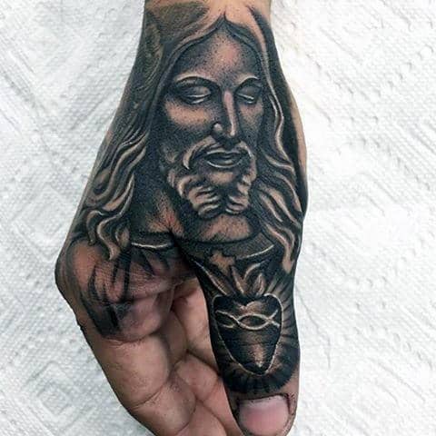 Religious Jesus Mens Thumb And Hand Tattoos