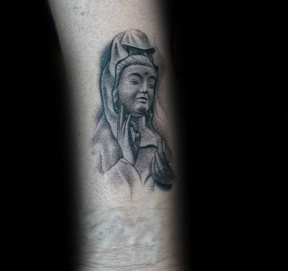 Religious Male Badass Portrait Inner Forearm Small Tattoos