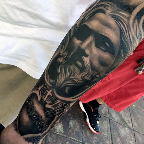 Religious Mens Sacred Heart Jesus Christ Forearm Tattoo
