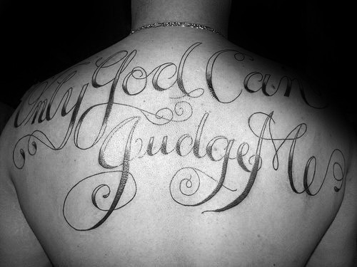religious only god can judge me guys back tattoos