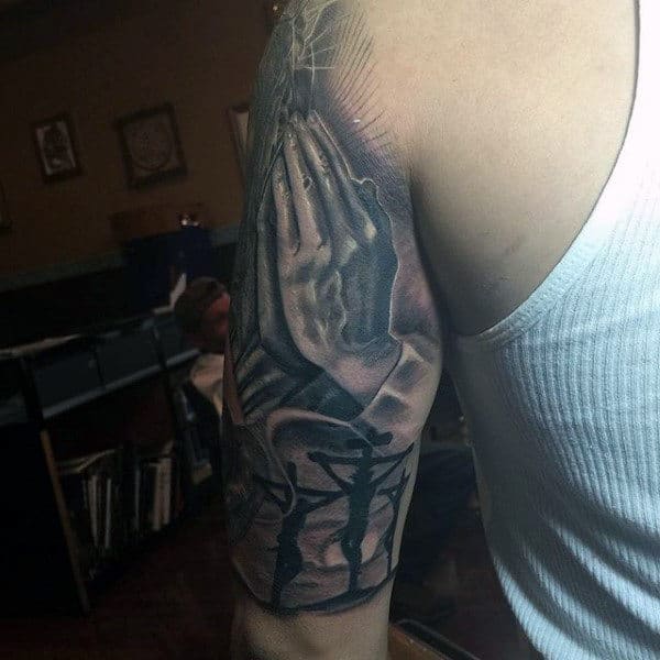 Religious Praying Hands Tattoo Male Sleeves
