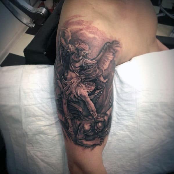 Religious Saint Michael Mens 3d Arm Tattoo
