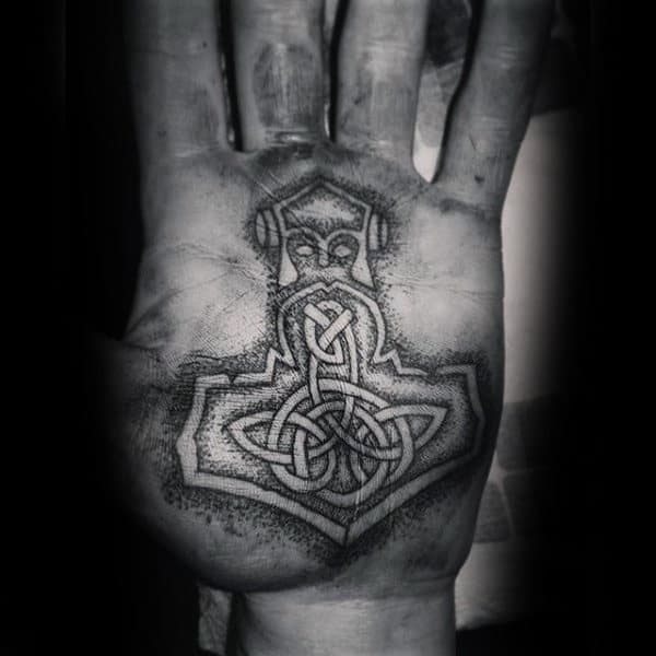 Religious Symbol Dotwork Tattoo Male Palms