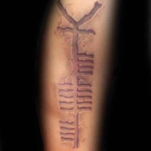 Remarkable 3d Stone Leg Ogham Tattoos For Males