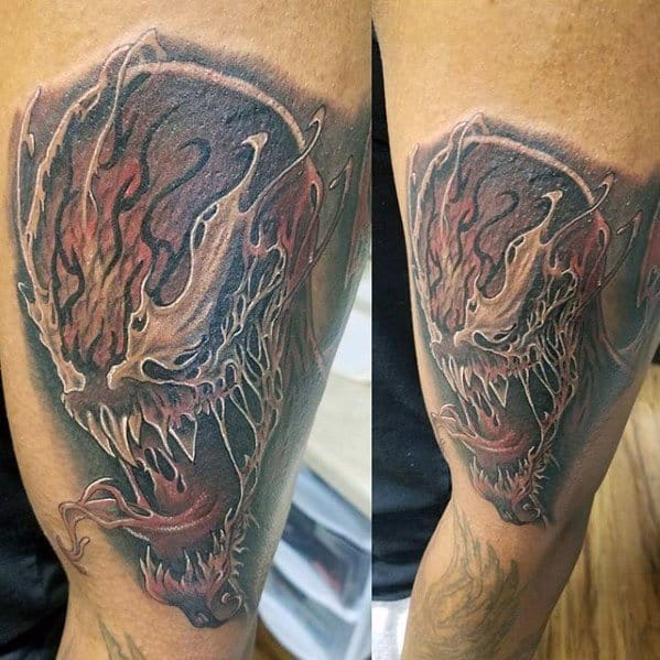 Remarkable Carnage Tattoos For Males On Outer Arm
