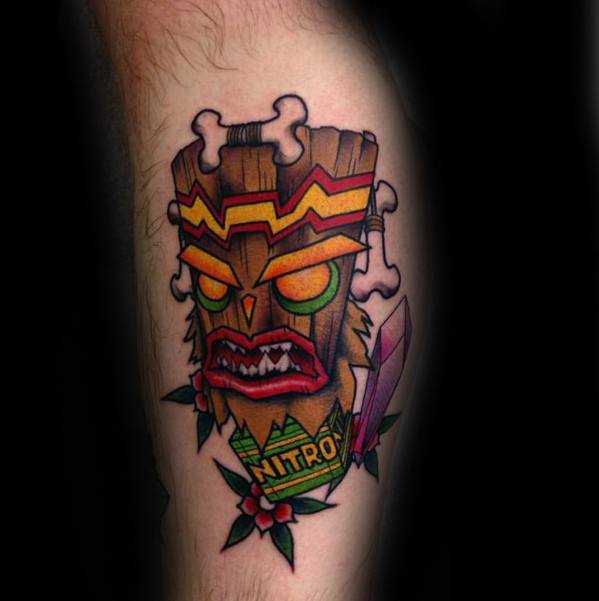 Remarkable Crash Bandicoot Nitro Video Game Leg Tattoos For Males