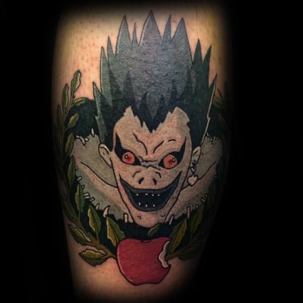 Remarkable Death Note Tattoos For Males On Leg Calf