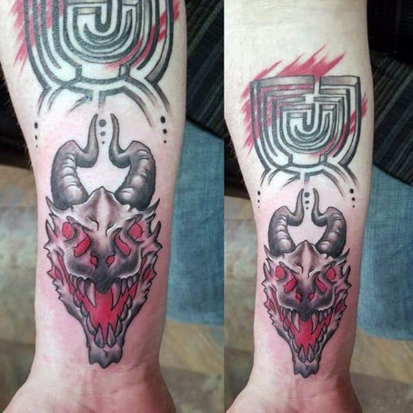 Remarkable Dragon Skull Tattoos For Males