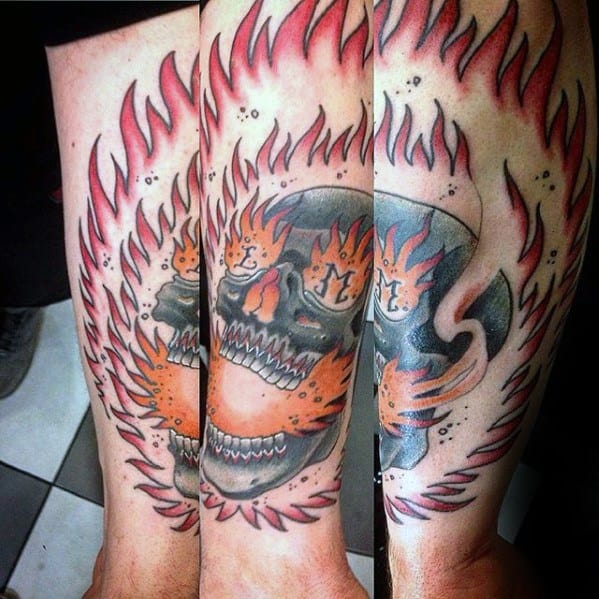 Remarkable Flaming Skull Tattoos For Males