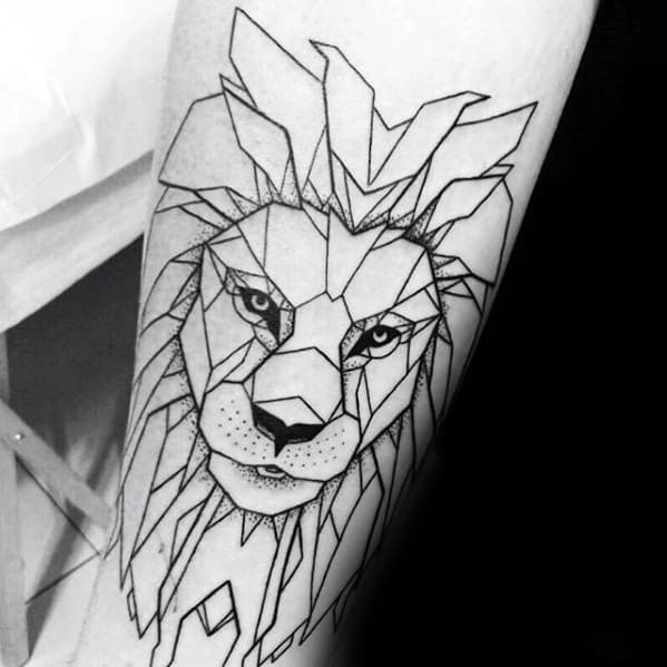 Remarkable Forearm Outline Geometric Lion Tattoos For Males