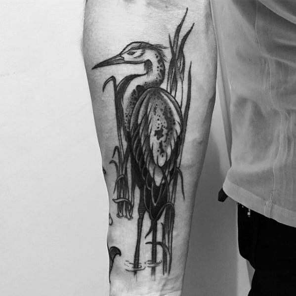 Remarkable Heron Inner Forearm Tattoos For Males
