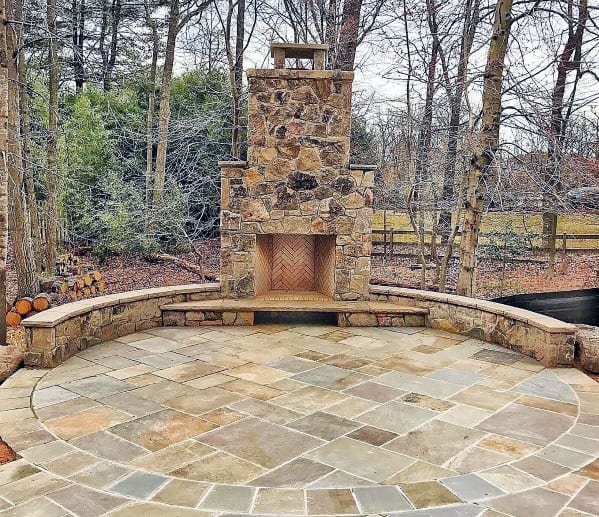 Remarkable Ideas For Round Flagstone Patio With Fireplace