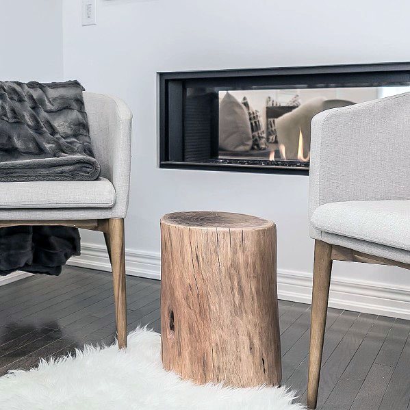 double-sided linear fireplace