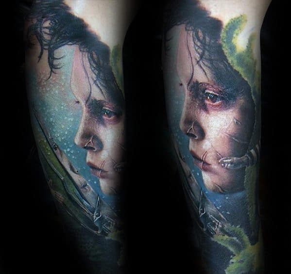 Remarkable Leg Sleeve Edward Scissorhands Tattoos For Males