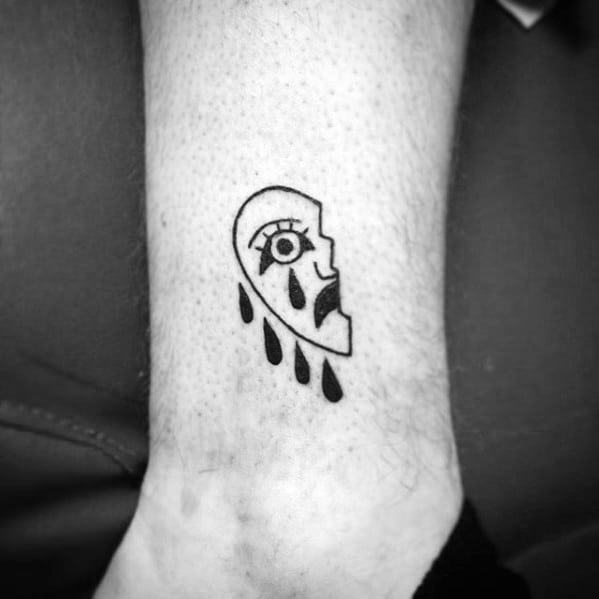 Remarkable Lower Leg Broken In Half Crying Heart Tattoos For Males