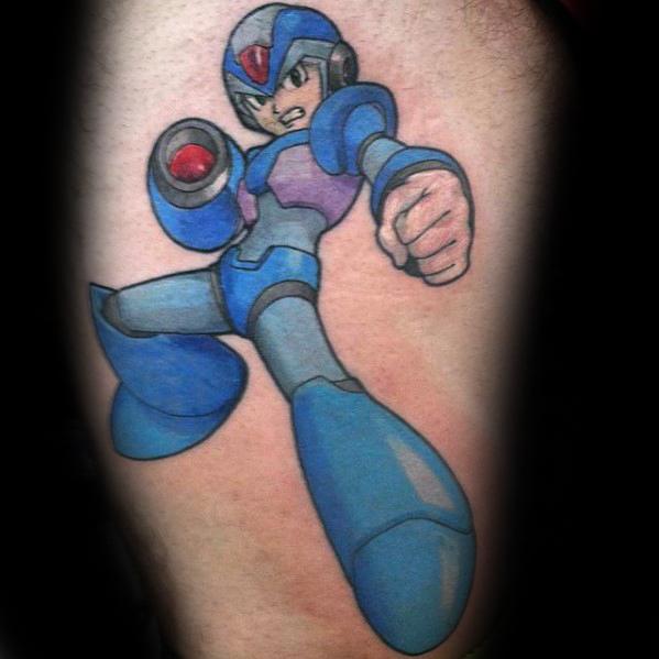 Remarkable Megaman Tattoos For Males On Thigh
