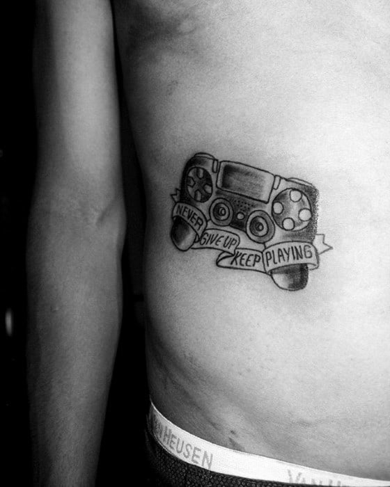 Remarkable Playstation Tattoos For Males Rib Cage Side