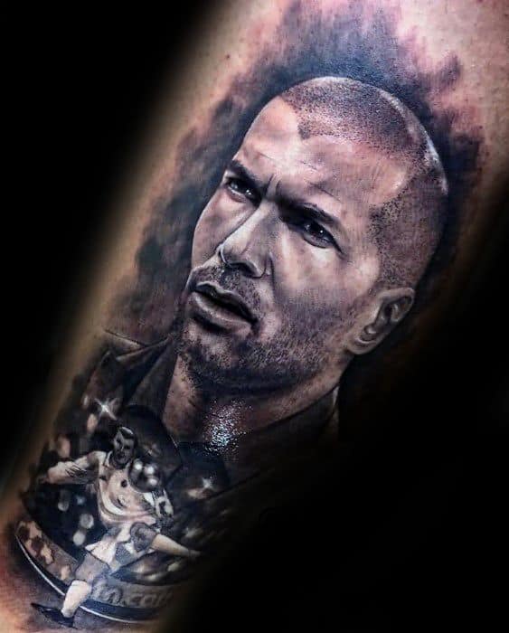 Remarkable Real Madrid Soccer Player Portrait Leg Tattoos For Males