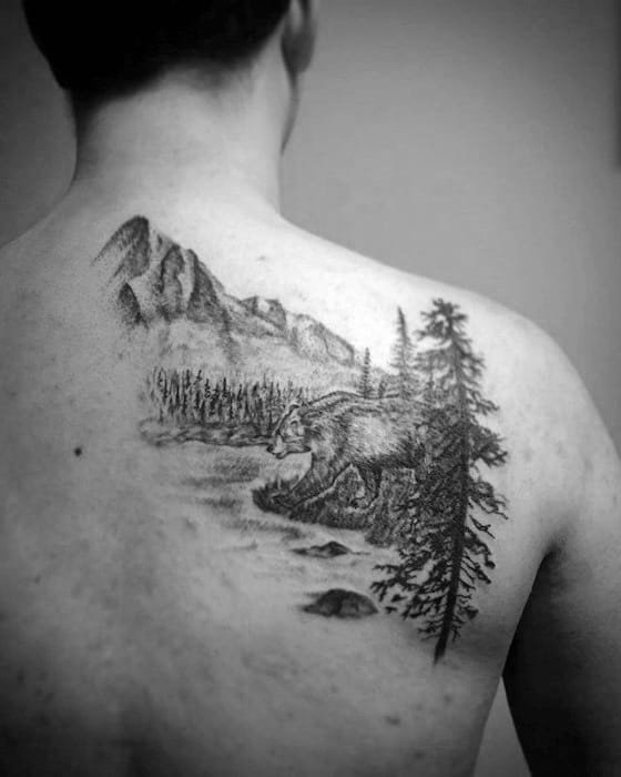 Remarkable River Tattoos For Males On Shoulder Blade