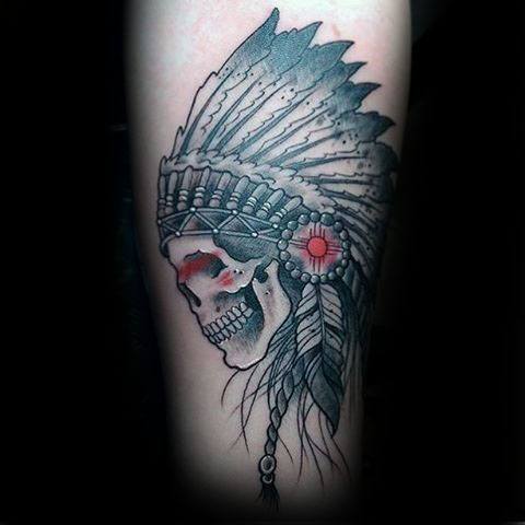 Remarkable Skull Indian Zia Tattoos For Males On Forearm