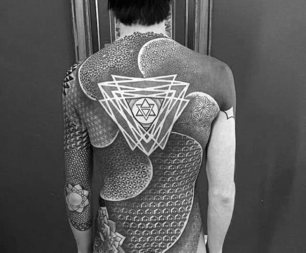 Remarkable Triangles Geometric Back Tattoos For Males