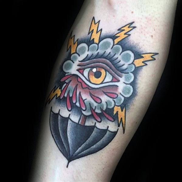 Remarkable Umbrella Tattoos For Males On Inner Forearm