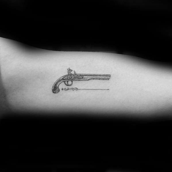 Remarkable Vintage Pistol Quarter Sized Tattoos For Males