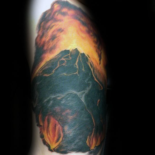 Remarkable Volcano Tattoos For Males On Arm