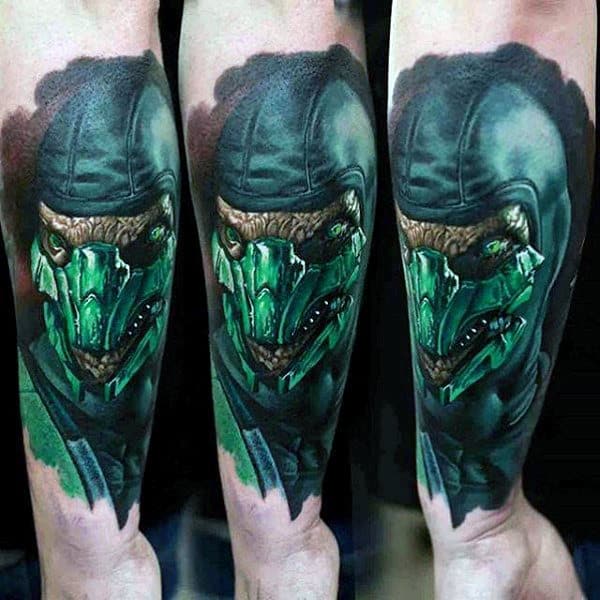 Reptile Mens Forearm Mortal Kombat Sleeve Tattoos