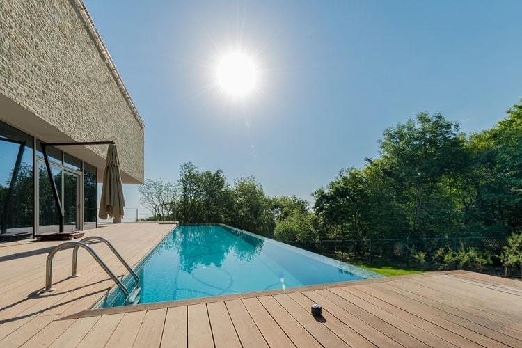 residential above ground infinity pool deck