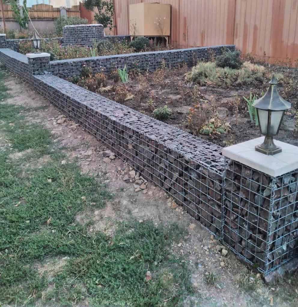 stone wire retaining wall garden edging