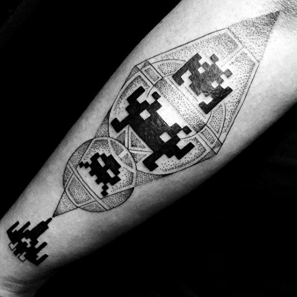 Retro Arcade Game Mens Awesome Pixel Tattoo Ideas