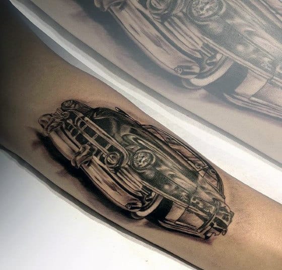 Retro Cadillac Car Guys Inner Forearm Tattoo