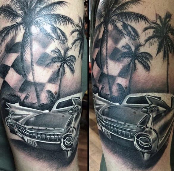 Retro Cadillac Classic Car Guys Arm Tattoos