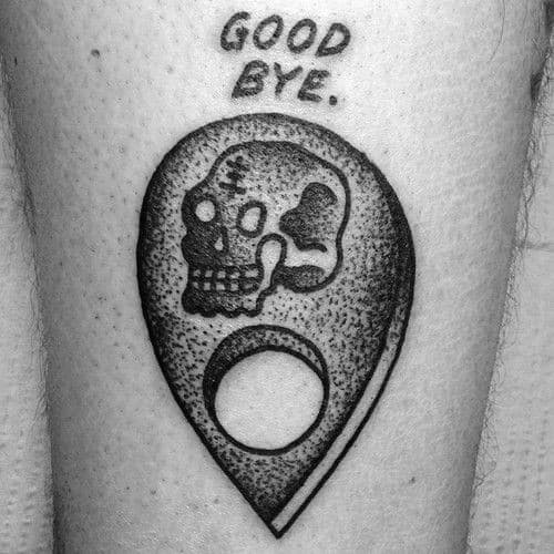 Retro Dotwork Skull Male Cool Planchette Tattoo Ideas