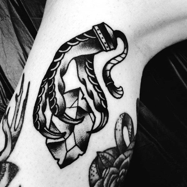 Retro Leg Calf Guys Crystal With Claw Tattoo