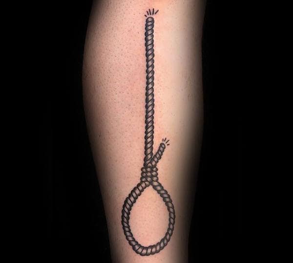 Retro Mens Noose Tattoo On Leg