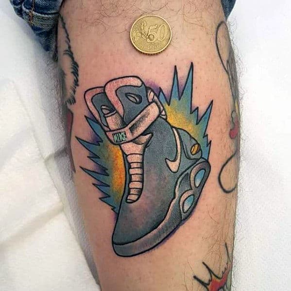 Retro Nike Sneaker Mens Small Back To The Future Leg Tattoos
