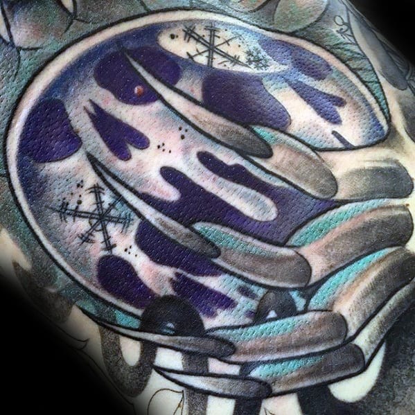 Retro Skull Sleeve Guys Crystal Ball Tattoos