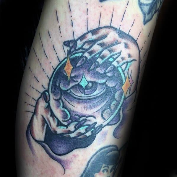 Retro Small Arm Crystal Ball Guys Tattoo Ideas