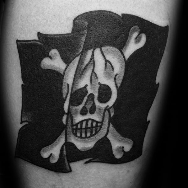 Retro Small Pirate Flag Traditional Mens Arm Tattoos