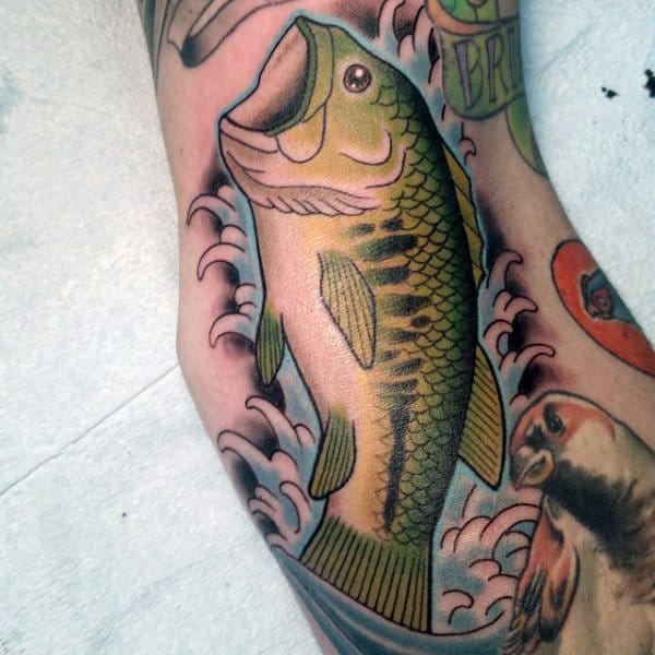 Retro Style Cool Bass Mens Tattoo