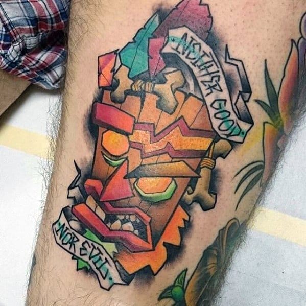 Retro Thigh Masculine Crash Bandicoot Tattoos For Men