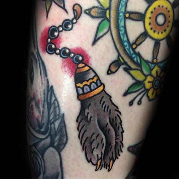 Retro Traditional Arm Remarkable Rabbit Foot Tattoos For Males