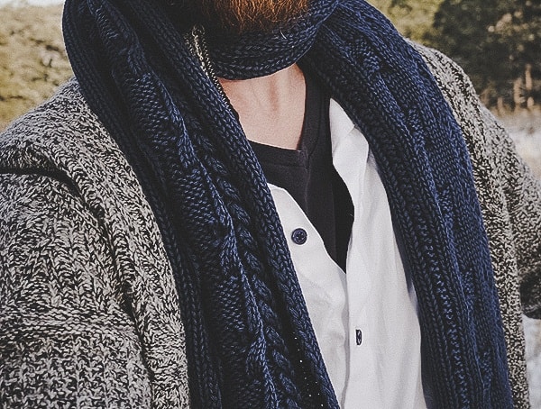 Review Mens Kinross Cashmere Navy Chunky Cable Scarf