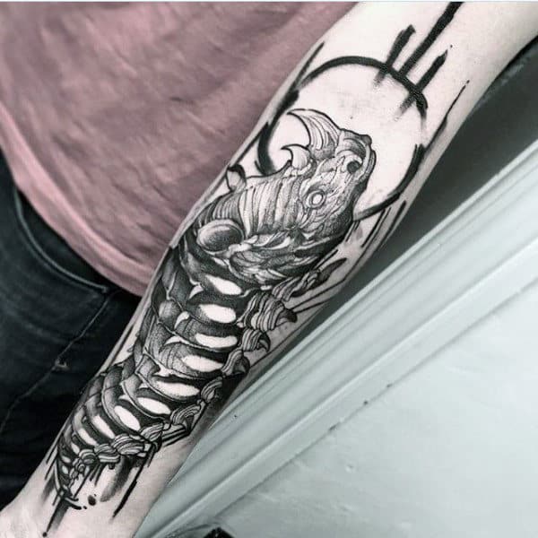 Rhino Skeleton Artistic Guys Forearm Tattoo