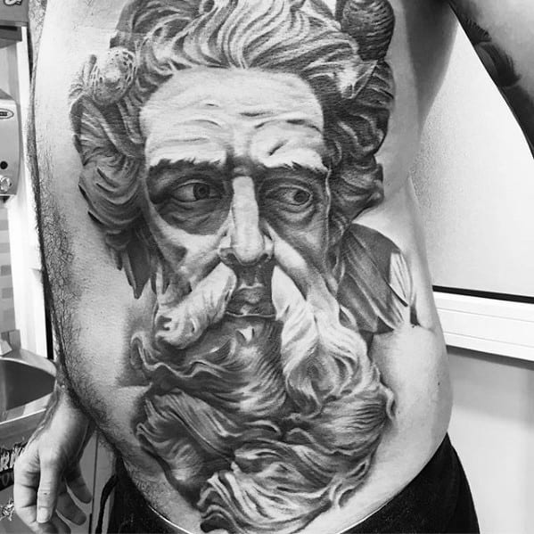 Rib Cage Side 3d Guys Tattoo Ideas Roman Statue Designs