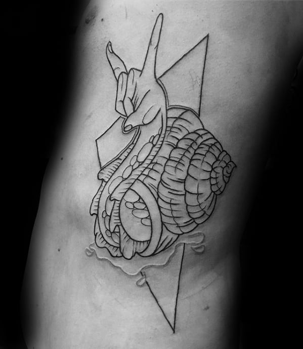 Rib Cage Side Artistic Male Snail Tattoo Ideas