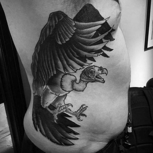 Rib Cage Side Awesome Guys Vulture Tattoo Ideas