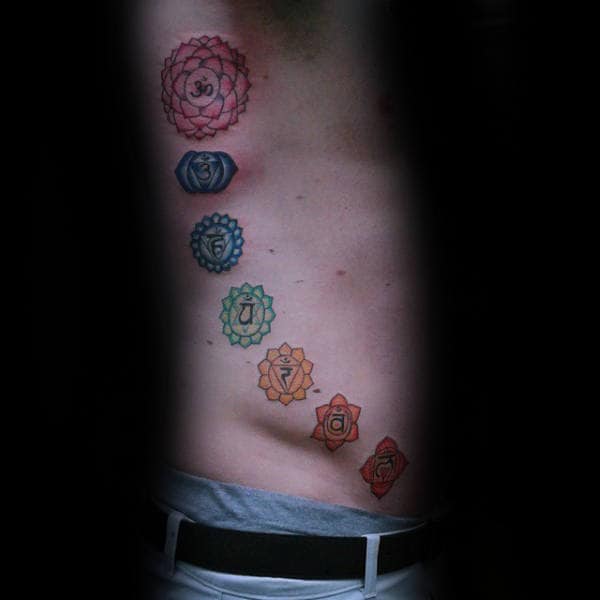 Rib Cage Side Chakras Tattoos For Guys